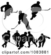 Poster, Art Print Of Black Hockey Player Silhouettes
