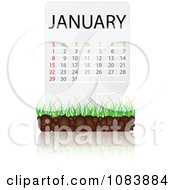Poster, Art Print Of January Calendar With Soil And Grass