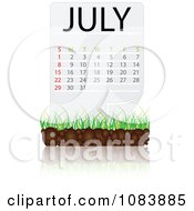 Poster, Art Print Of July Calendar With Soil And Grass