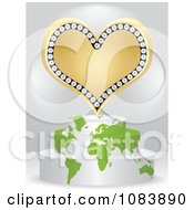 Poster, Art Print Of 3d Gold Poker Heart On A Map Podium