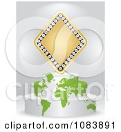 Clipart 3d Gold Poker Diamond On A Map Podium Royalty Free Vector Illustration