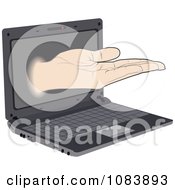 Clipart Offer Hand Reaching Out Of A Laptop Royalty Free Vector Illustration by Andrei Marincas