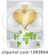 Clipart 3d Gold Poker Spade On A Map Podium Royalty Free Vector Illustration
