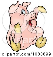 Clipart Pig Hollering And Pointing Royalty Free Vector Illustration
