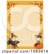 Poster, Art Print Of Thanksgiving Border With Kids And Autumn Leaves