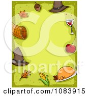 Poster, Art Print Of Green Thanksgiving Background Bordered With Icons