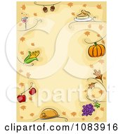 Poster, Art Print Of Thanksgiving Background With A Border Of Food And Leaves