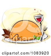 Poster, Art Print Of Roasted Thanksgiving Turkey With Wine