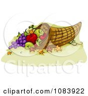 Poster, Art Print Of Thanksgiving Cornucopia Basket With Food