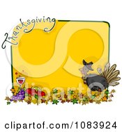 Poster, Art Print Of Yellow Thanksgiving Turkey Frame With Food And Leaves