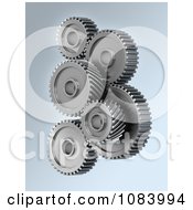 Poster, Art Print Of 3d Machinery Gear Cog Wheels Over Gray