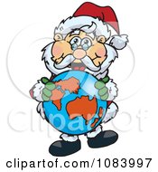 Poster, Art Print Of Santa Holding A Globe