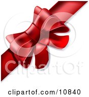 Gift Present Wrapped With A Red Bow And Ribbon Clipart Illustration