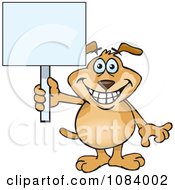 Clipart Sparkey Dog Holding A Sign Royalty Free Vector Illustration