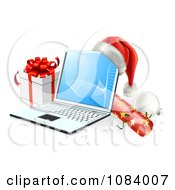 3d Christmas Laptop With A Hat Cracker Bauble And Gift