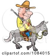 Cowboy Riding Horseback With A Rifle