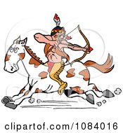 Clipart Native American Archer Turning Back And Aiming On A Horse Royalty Free Vector Illustration