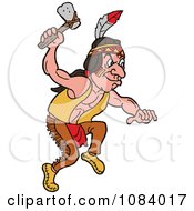 Clipart Native American Indian With An Axe Royalty Free Vector Illustration by LaffToon