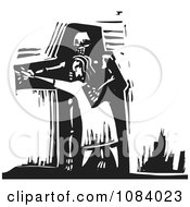 Poster, Art Print Of Person Dancing With Death Black And White Woodcut