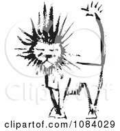 Clipart Male Lion Of Black Ink Royalty Free Vector Illustration