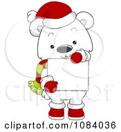 Clipart Christmas Polar Bear Holding A Sign Royalty Free Vector Illustration by BNP Design Studio