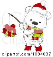 Poster, Art Print Of Christmas Polar Bear Fishing A Gift