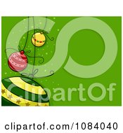 Poster, Art Print Of Green Christmas Background With Cartoon Baubles