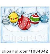 Poster, Art Print Of Blue Christmas Background With Cartoon Baubles