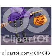 Clipart Purple Witch With A Broomstick Royalty Free Vector Illustration