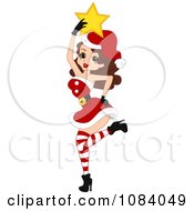 Clipart Christmas Pinup Woman With A Star Royalty Free Vector Illustration by BNP Design Studio