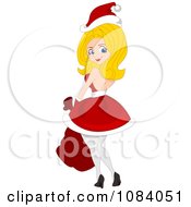 Christmas Pinup Woman In A Santa Suit Dress