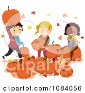 Poster, Art Print Of Stick Children Playing With Pumpkins