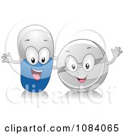 Clipart Waving Pill Characters Royalty Free Vector Illustration