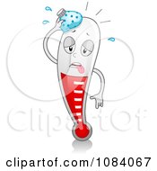 Clipart Feverish Thermometer Character Royalty Free Vector Illustration
