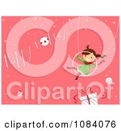 Clipart Girl Swinging Over A Gift With A Happy Holidays Greeting On Pink Royalty Free Vector Illustration
