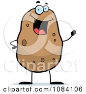 Clipart Waving Potato Character Royalty Free Vector Illustration