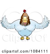 Clipart Muscular Rooster Flying Royalty Free Vector Illustration