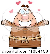 Clipart Loving Chubby Monk Royalty Free Vector Illustration