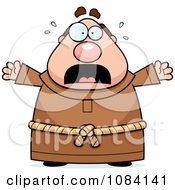 Clipart Scared Chubby Monk Royalty Free Vector Illustration