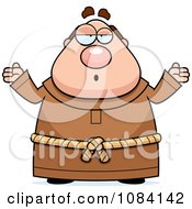 Clipart Shrugging Chubby Monk Royalty Free Vector Illustration
