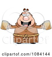 Clipart Chubby Monk With Beers Royalty Free Vector Illustration