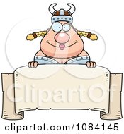 Poster, Art Print Of Chubby Female Viking Over A Banner