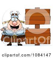 Poster, Art Print Of Chubby Female Viking With Signs