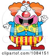 Clipart Waving Chubby Circus Clown Royalty Free Vector Illustration