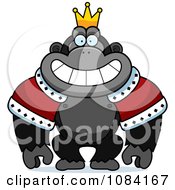 Clipart King Gorilla Wearing A Crown And Robe Royalty Free Vector Illustration