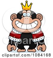 Clipart King Chimp Wearing A Crown And Robe Royalty Free Vector Illustration