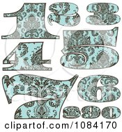 Clipart Brown And Turquoise Vintage Numbers Royalty Free Vector Illustration