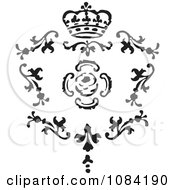 Clipart Black And White Vintage Design Element 7 Royalty Free Vector Illustration