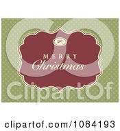 Clipart Red Merry Christmas Greeting Over Green Dots Royalty Free Vector Illustration