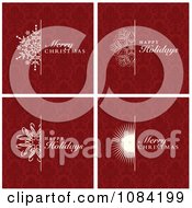 Poster, Art Print Of Red Christmas Greetings With Damask Backgrounds